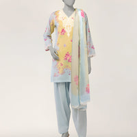 Lawn Blue Stitched Suit - J. Junaid Jamshed