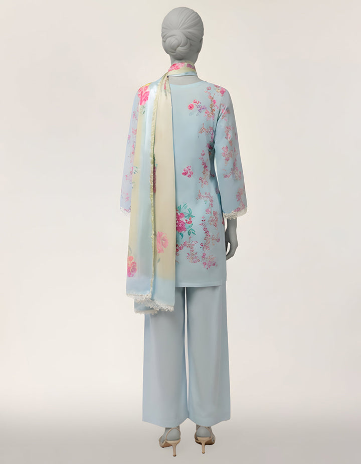 Lawn Blue Stitched Suit - J. Junaid Jamshed