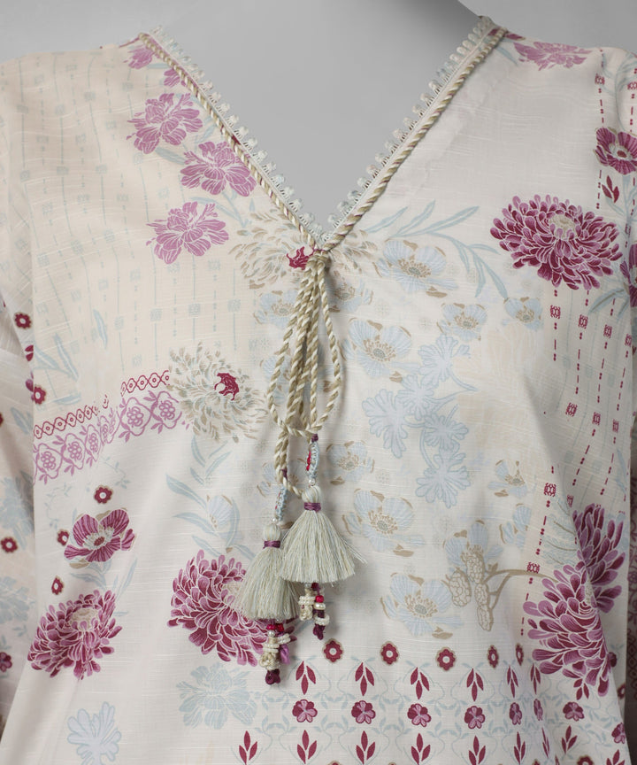 Slub Lawn Cream Unstitched Suit - J. Junaid Jamshed
