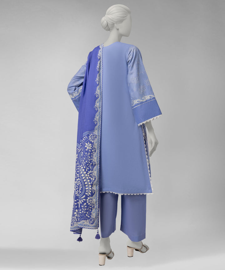 Cambric Blue Unstitched Suit - J. Junaid Jamshed