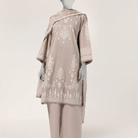 Lawn Grey Stitched Suit - J. Junaid Jamshed