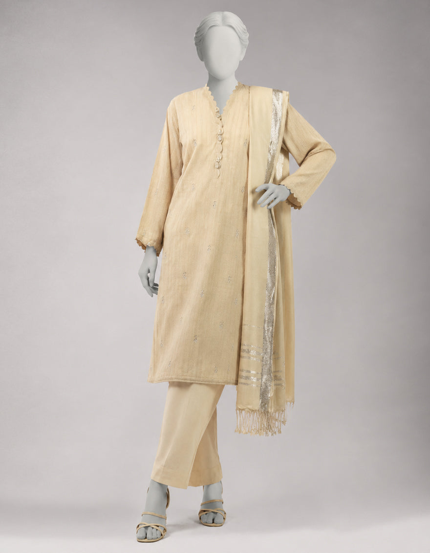 Lawn Brown Unstitched Suit - J. Junaid Jamshed