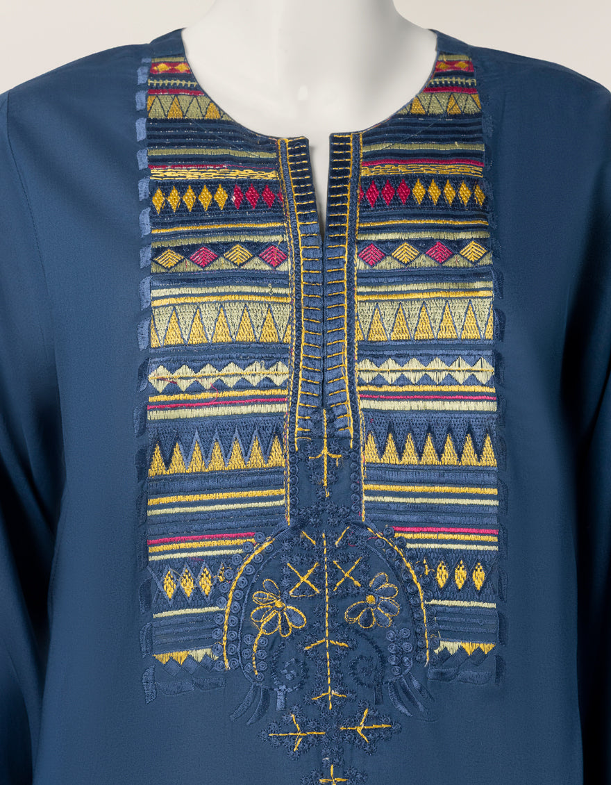 Lawn Blue Stitched Suit - J. Junaid Jamshed