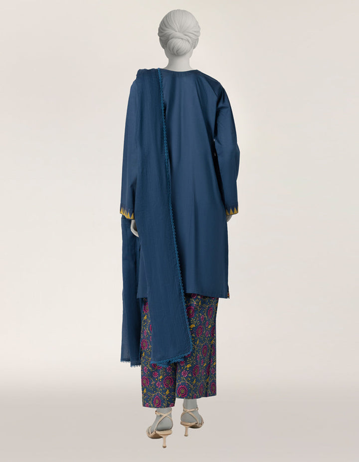 Lawn Blue Stitched Suit - J. Junaid Jamshed