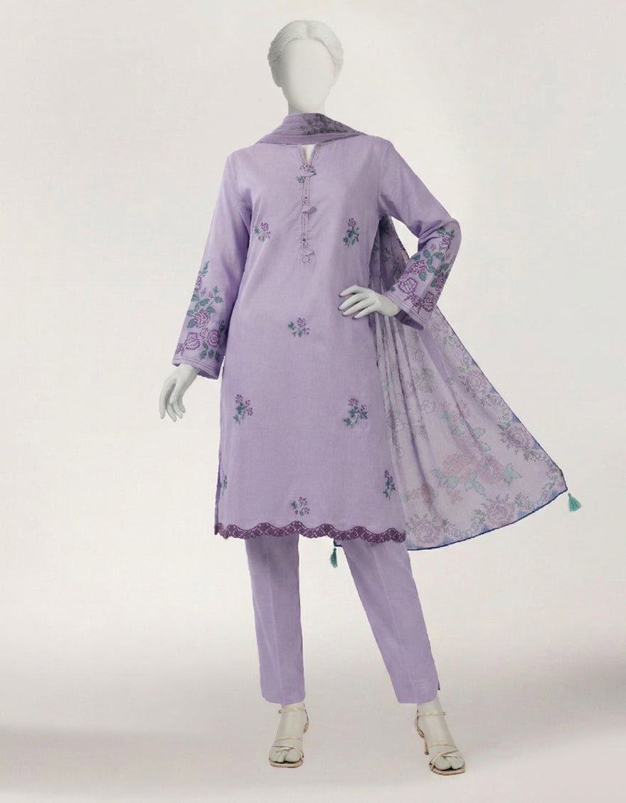 Lawn Purple Stitched Suit - J. Junaid Jamshed
