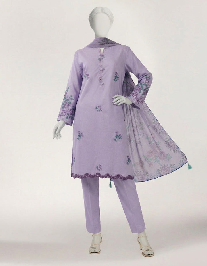 Lawn Purple Stitched Suit - J. Junaid Jamshed