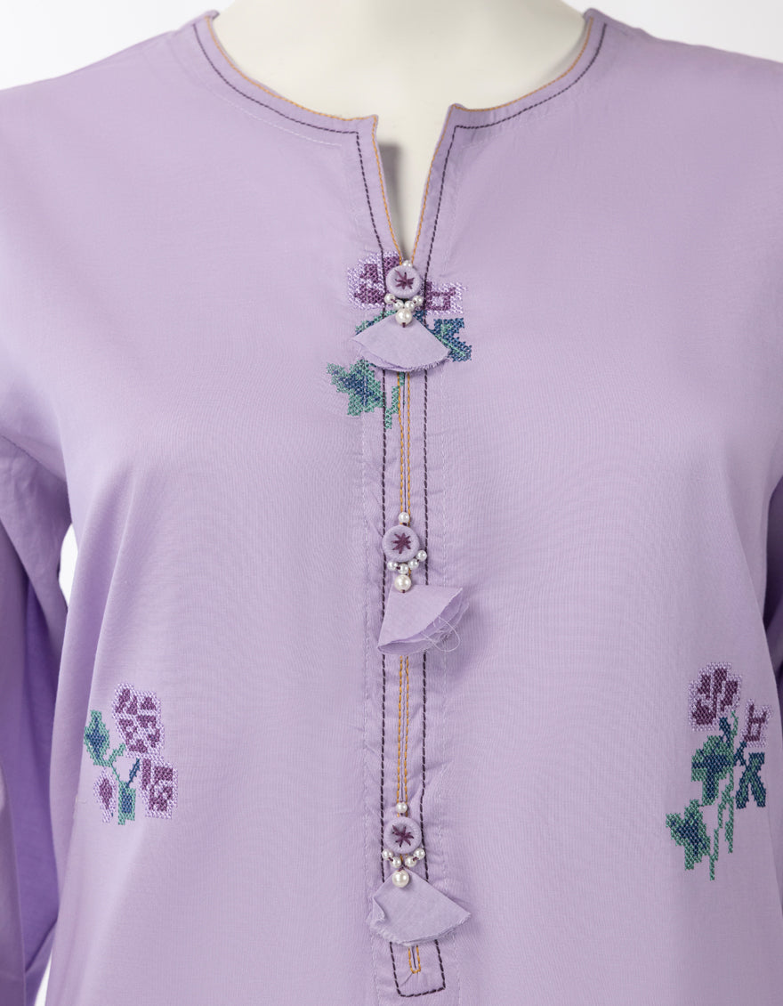 Lawn Purple Stitched Suit - J. Junaid Jamshed
