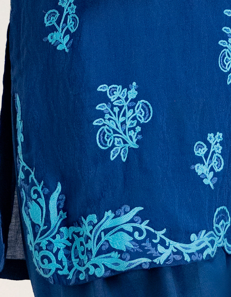 Dobby Blue Stitched Suit - J. Junaid Jamshed