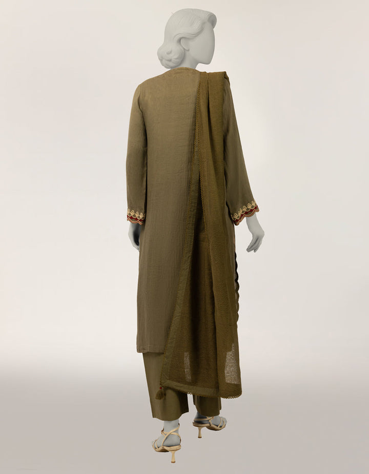 Dobby Green Stitched Suit - J. Junaid Jamshed