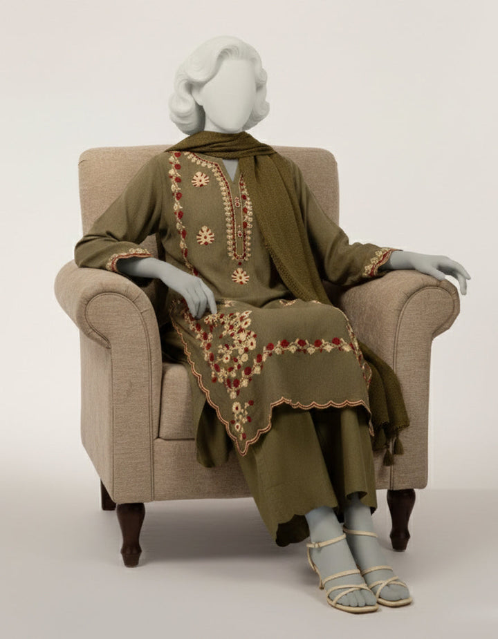 Dobby Green Stitched Suit - J. Junaid Jamshed