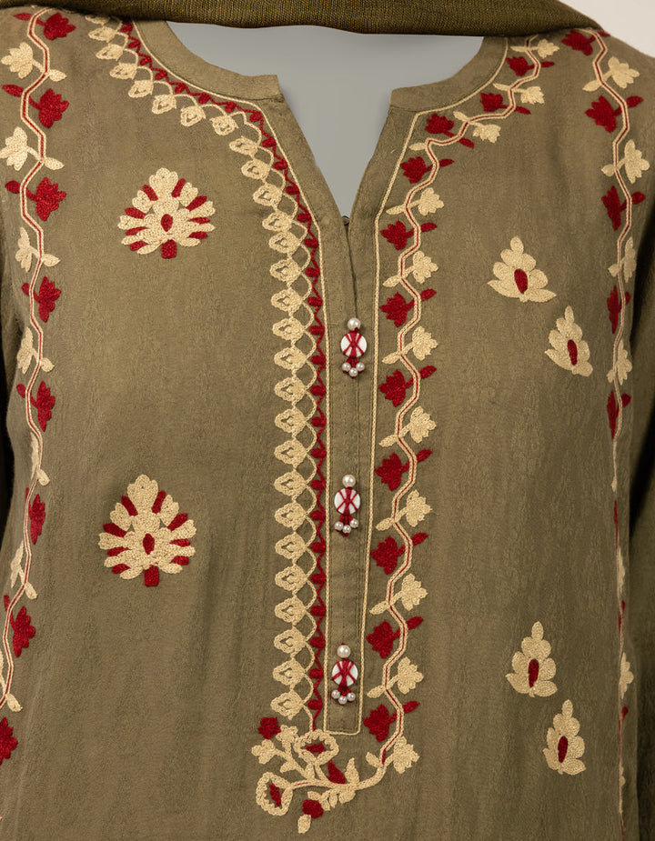 Dobby Green Stitched Suit - J. Junaid Jamshed