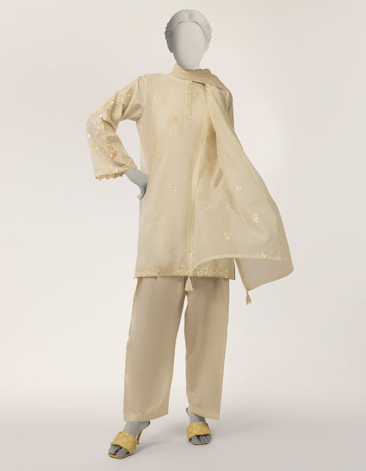 Cotton Silk Off White Stitched Suit - J. Junaid Jamshed