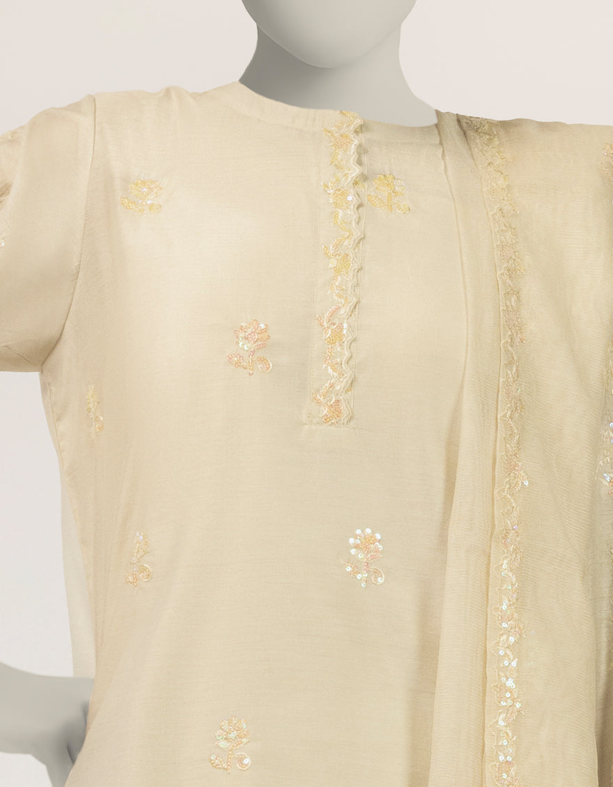Cotton Silk Off White Stitched Suit - J. Junaid Jamshed
