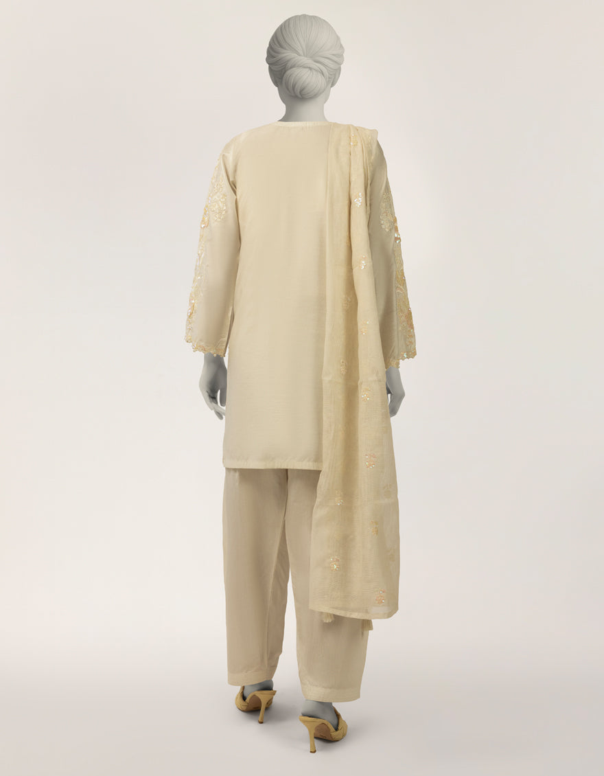 Cotton Silk Off White Stitched Suit - J. Junaid Jamshed