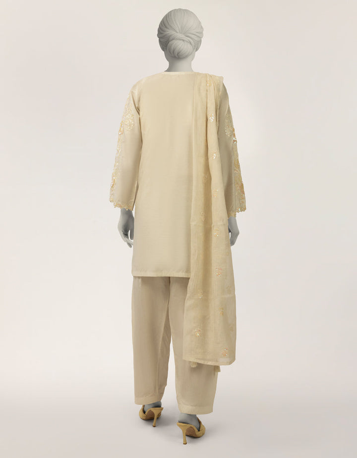 Cotton Silk Off White Stitched Suit - J. Junaid Jamshed