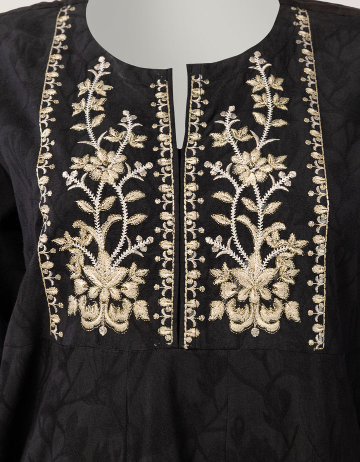Dobby Black Stitched Suit - J. Junaid Jamshed