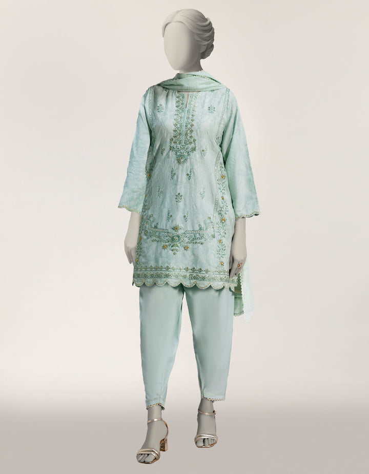Dobby Green Stitched Suit - J. Junaid Jamshed