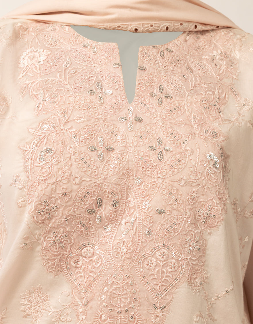 Lawn Pink Stitched Suit - J. Junaid Jamshed