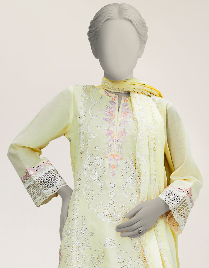 Lawn Yellow Stitched Suit - J. Junaid Jamshed