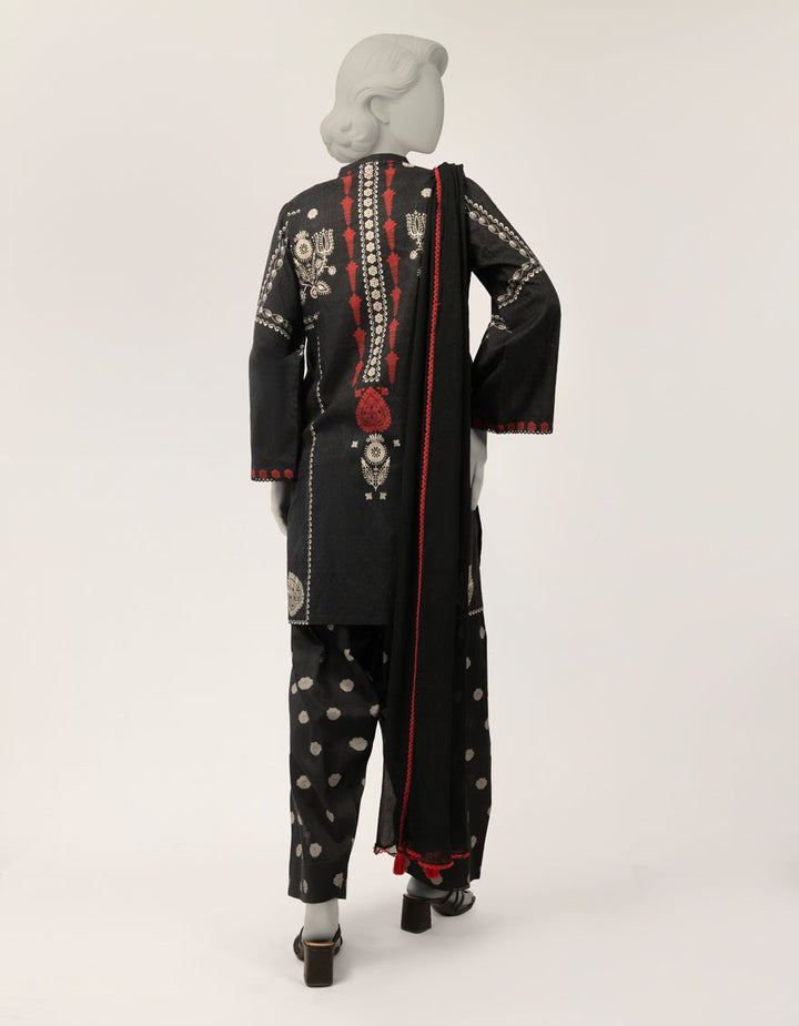 Dobby Black Stitched Suit - J. Junaid Jamshed
