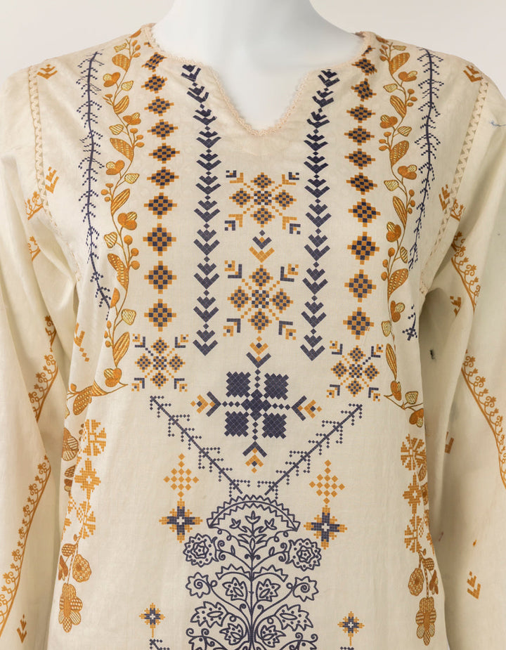 Lawn Off White Stitched Suit - J. Junaid Jamshed
