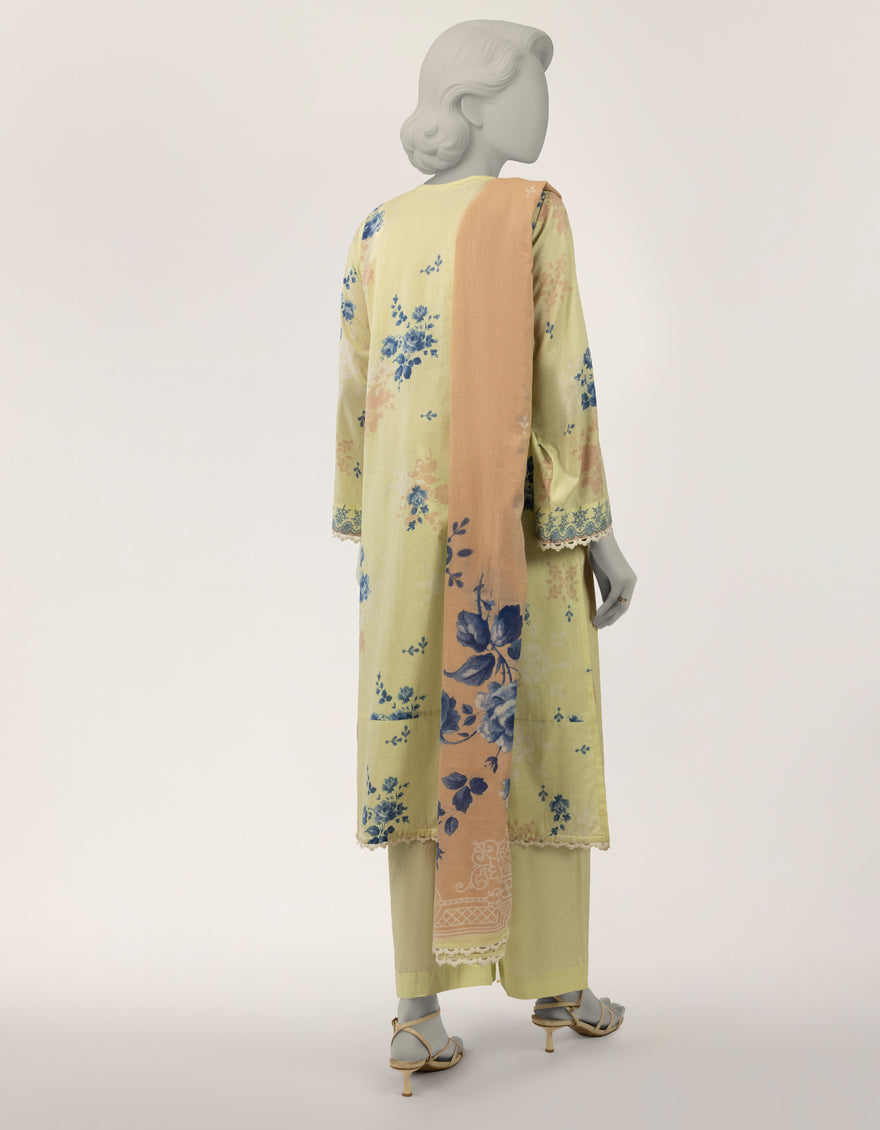 Lawn Green Stitched Suit - J. Junaid Jamshed