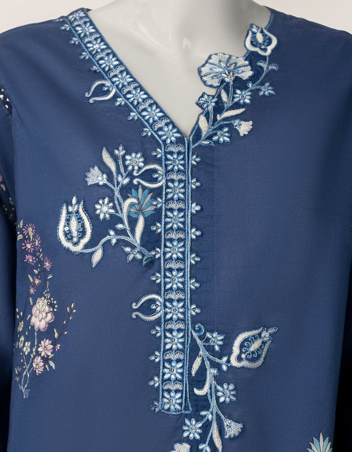 Lawn Blue Stitched Suit - J. Junaid Jamshed