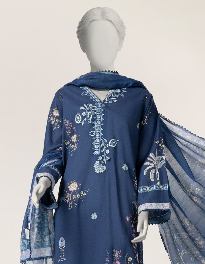 Lawn Blue Stitched Suit - J. Junaid Jamshed