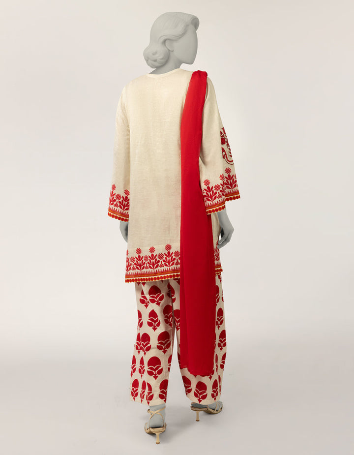 Dobby White Stitched Suit - J. Junaid Jamshed