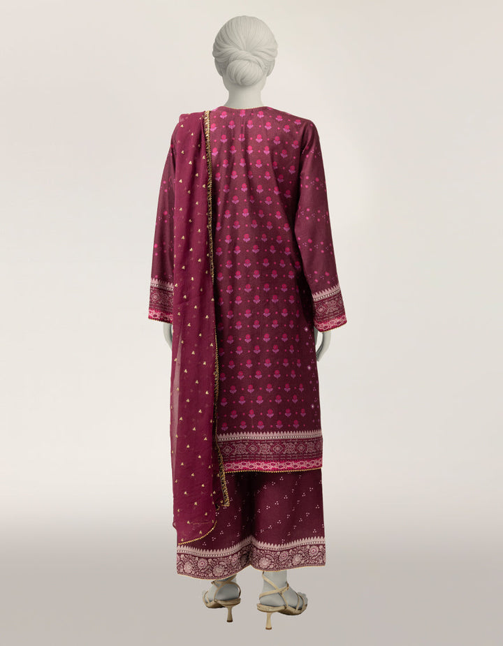Cotton Silk Maroon Stitched Suit - J. Junaid Jamshed