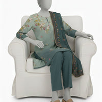 Maple Silk Blue Stitched Suit - J. Junaid Jamshed