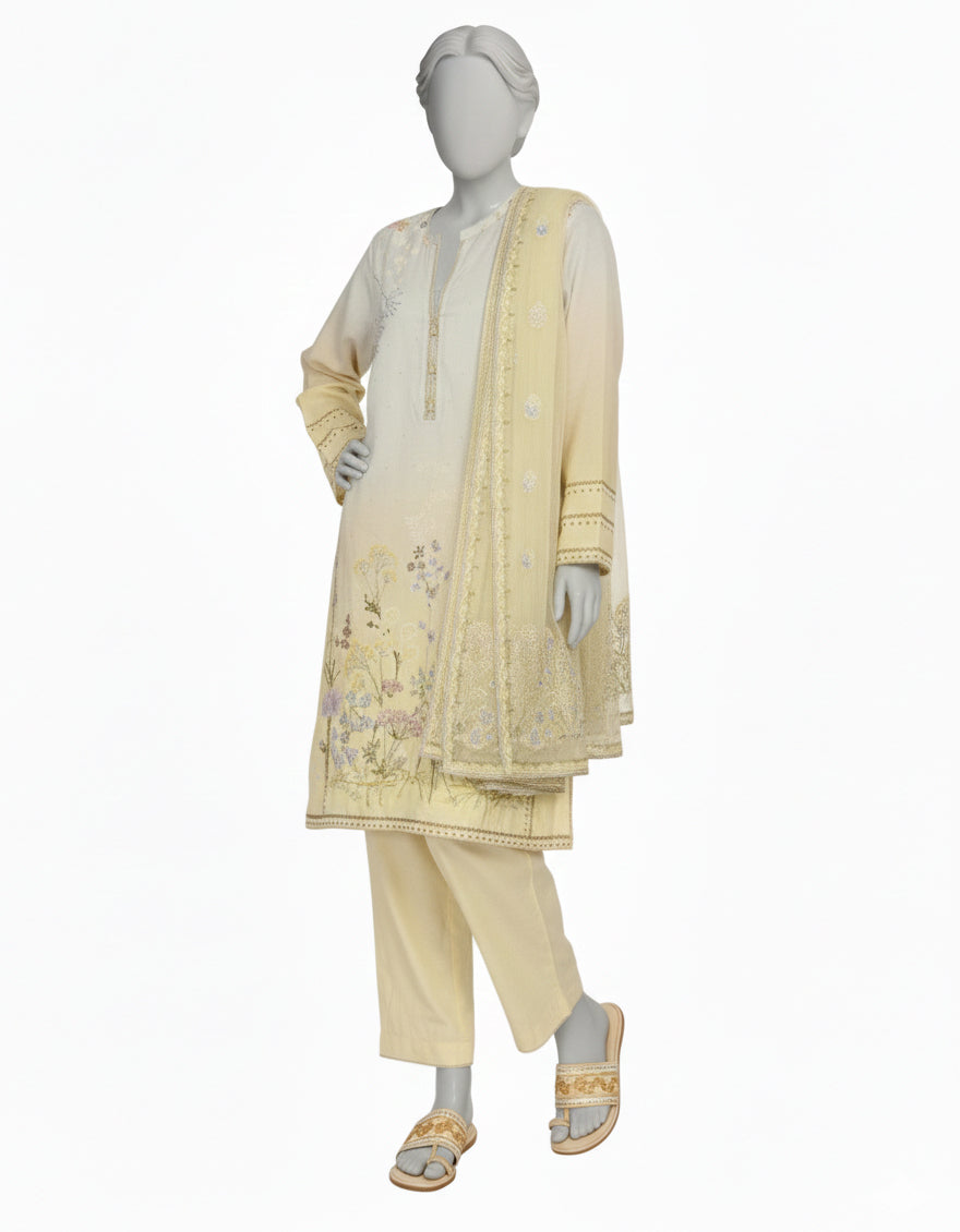Maple Silk Multicolor Stitched Suit - J. Junaid Jamshed