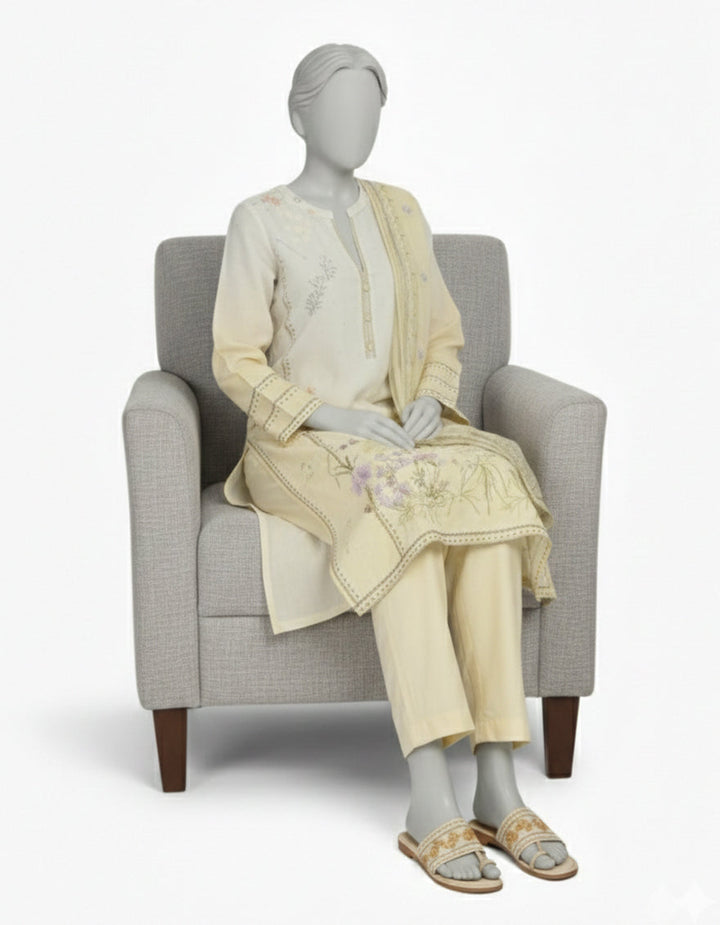 Maple Silk Multicolor Stitched Suit - J. Junaid Jamshed