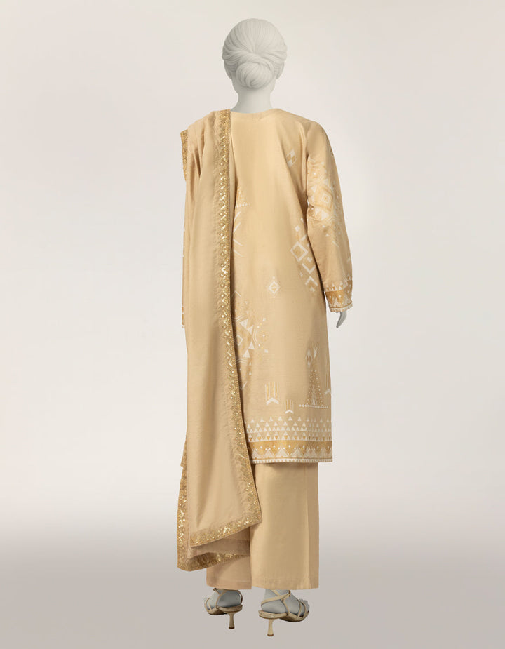 Cotton Silk Beige Stitched Suit - J. Junaid Jamshed