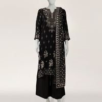 Maple Silk Black Stitched Suit - J. Junaid Jamshed