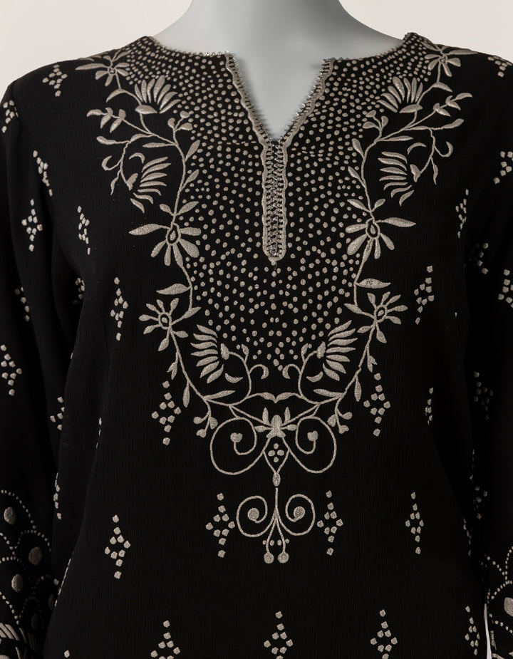 Maple Silk Black Stitched Suit - J. Junaid Jamshed