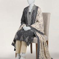 Lawn Black Stitched Suit - J. Junaid Jamshed