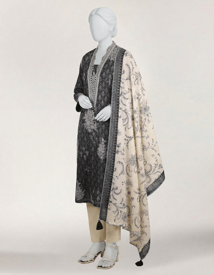 Lawn Black Stitched Suit - J. Junaid Jamshed
