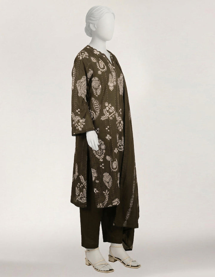 Lawn Charcoal Stitched Suit - J. Junaid Jamshed