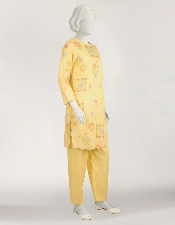 Lawn Yellow Stitched Suit - J. Junaid Jamshed