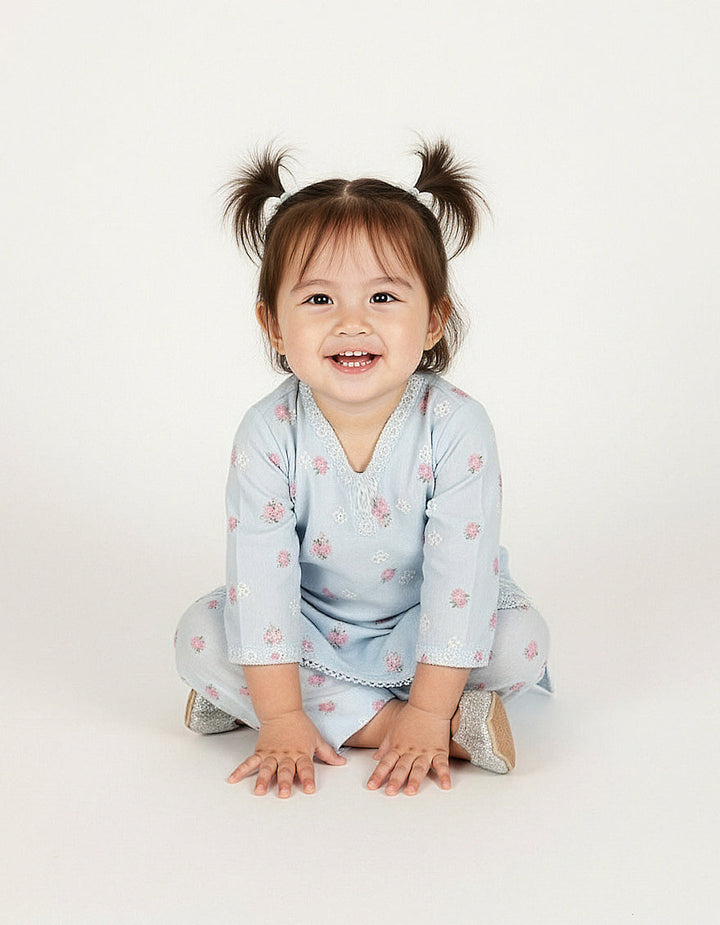 Lawn Blue Stitched Suit - J. Junaid Jamshed