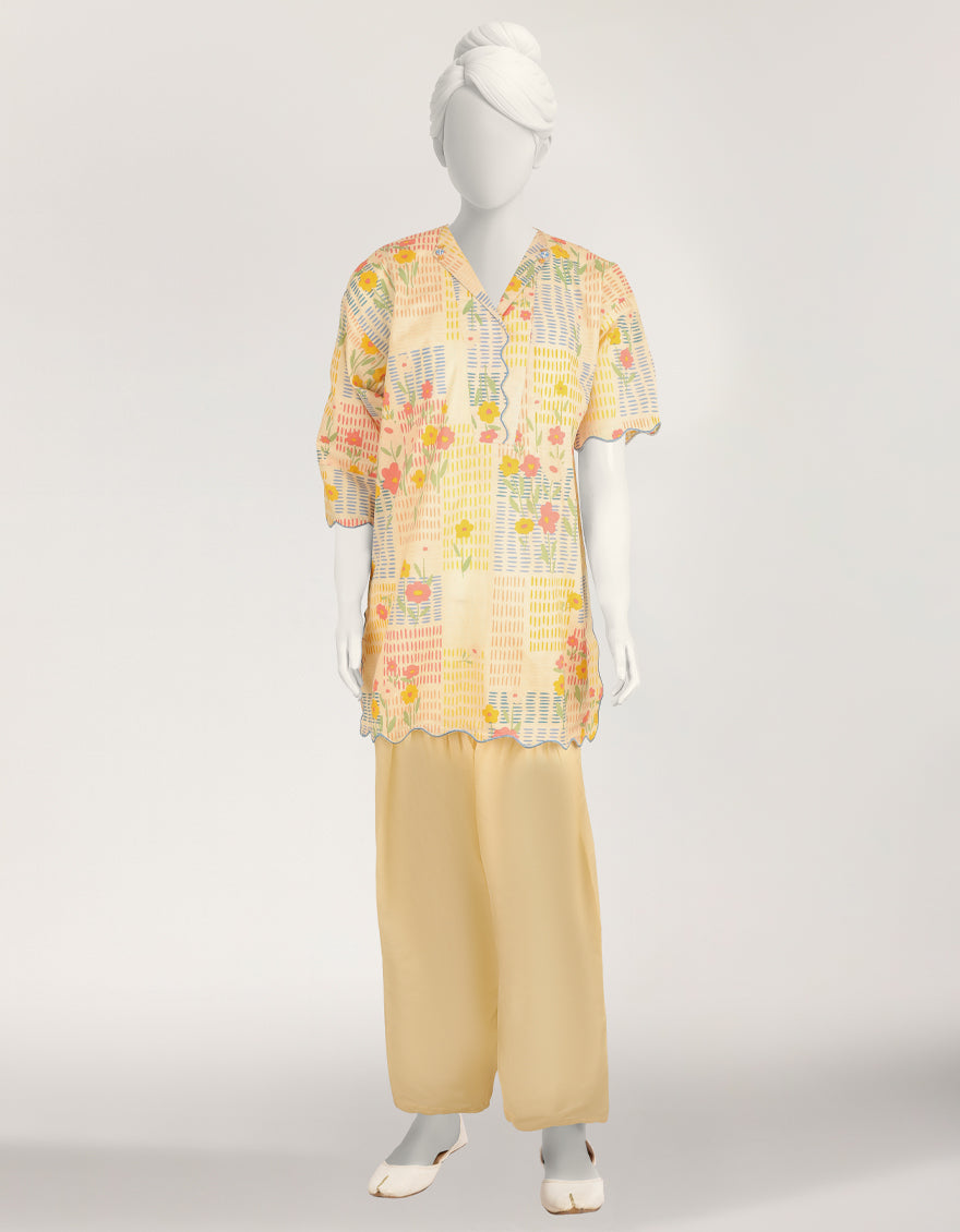 Lawn Off White Stitched Suit - J. Junaid Jamshed