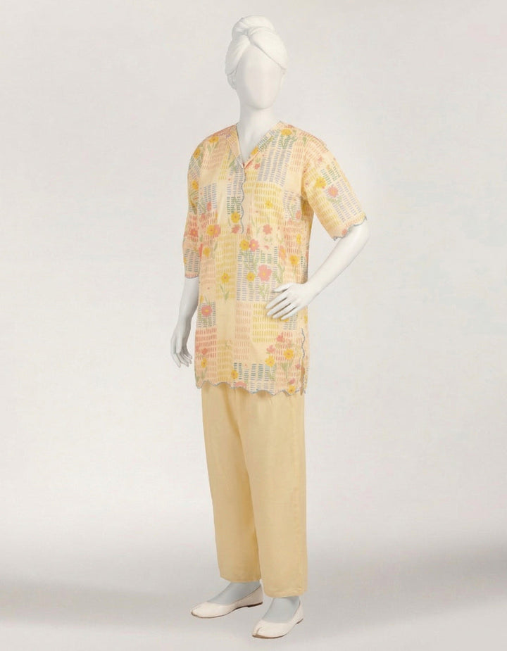 Lawn Off White Stitched Suit - J. Junaid Jamshed