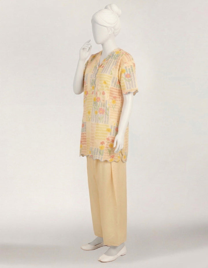Lawn Off White Stitched Suit - J. Junaid Jamshed