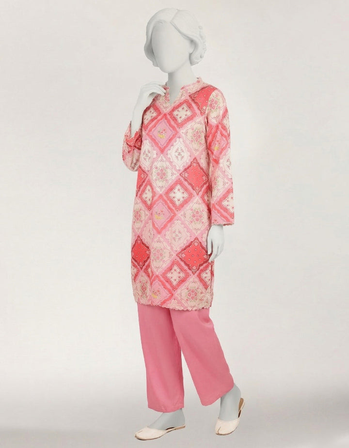 Lawn Pink Stitched Suit - J. Junaid Jamshed