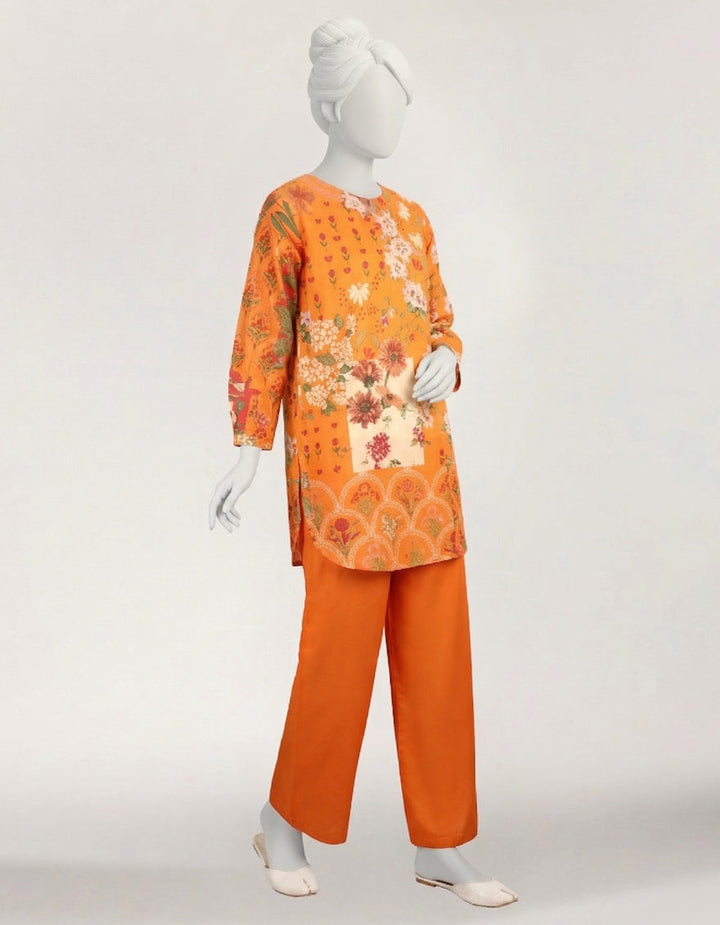 Lawn Orange Stitched Suit - J. Junaid Jamshed