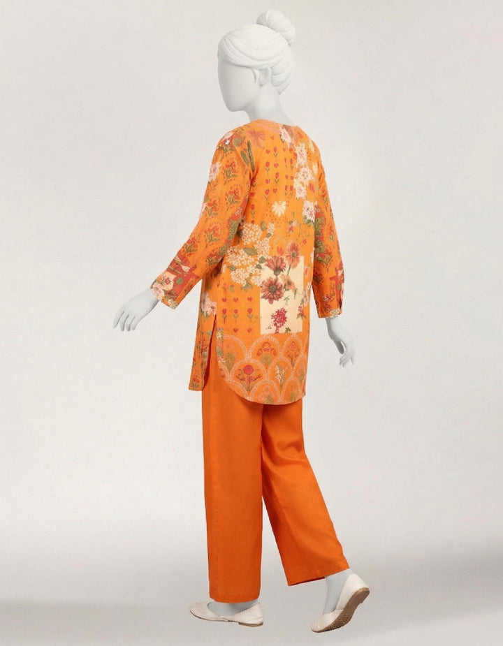 Lawn Orange Stitched Suit - J. Junaid Jamshed