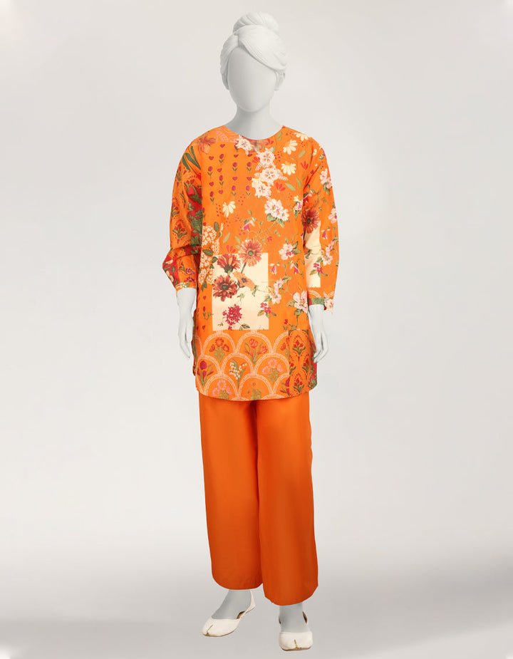 Lawn Orange Stitched Suit - J. Junaid Jamshed