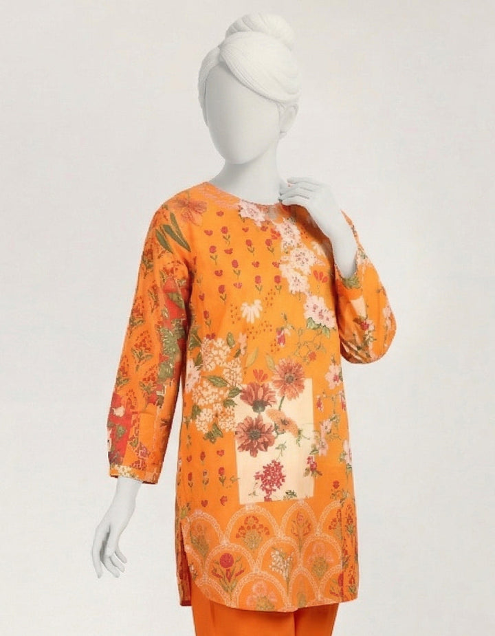 Lawn Orange Stitched Suit - J. Junaid Jamshed