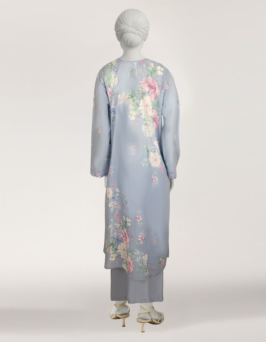 Lawn Blue Stitched Suit - J. Junaid Jamshed